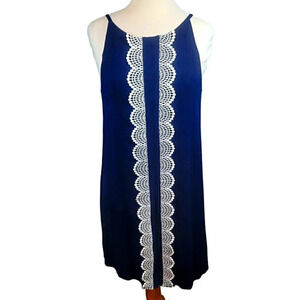 Westport Navy Scalloped Design Spaghetti Strap Dress Size Large